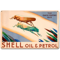 The Quick Starting Pair Shell Oil Grasshoppers Metal Sign - 18" x 12"