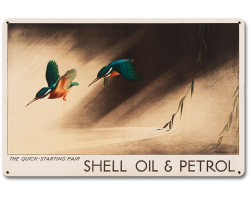 The Quick Starting Pair Shell Oil Hummingbirds Metal Sign - 18" x 12"