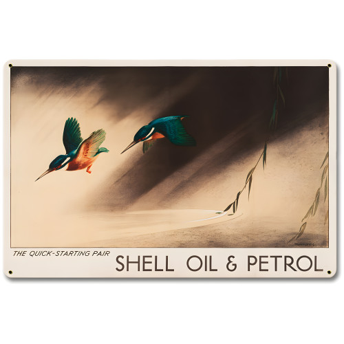 The Quick Starting Pair Shell Oil Hummingbirds Metal Sign - 18" x 12"