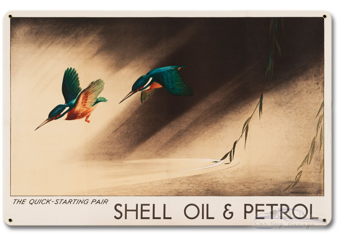 The Quick Starting Pair Shell Oil Hummingbirds Metal Sign - 18" x 12"