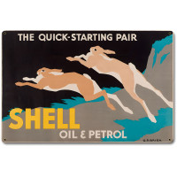 The Quick Starting Pair Shell Oil Rabbits Metal Sign - 18" x 12"
