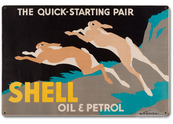 The Quick Starting Pair Shell Oil Rabbits Metal Sign - 18" x 12"