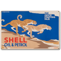 The Quick Starting Pair Shell Oil Cheetahs Metal Sign - 18" x 12"