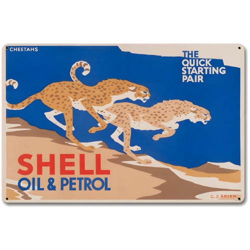 The Quick Starting Pair Shell Oil Cheetahs Metal Sign - 18" x 12"