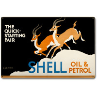 The Quick Starting Pair Shell Oil Gazelles Metal Sign - 18" x 12"