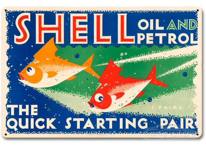 The Quick Starting Pair Shell Oil Fish Metal Sign