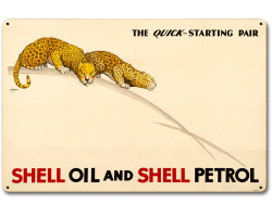 The Quick Starting Pair Shell Oil Cats Metal Sign - 18" x 12"