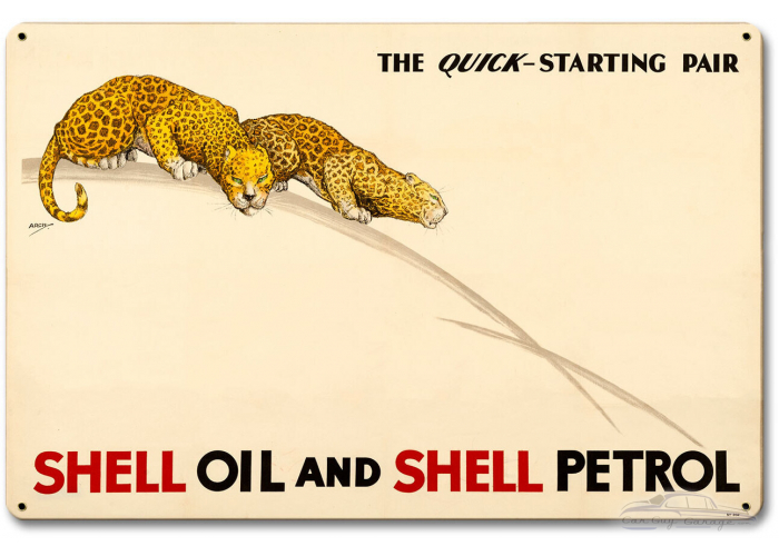 The Quick Starting Pair Shell Oil Cats Metal Sign - 18" x 12"