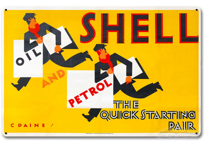 The Quick Starting Pair Shell Oil Two Men Metal Sign - 18" x 12"