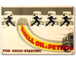 Shell Oil for Quick Starting Metal Sign - 18" x 12"