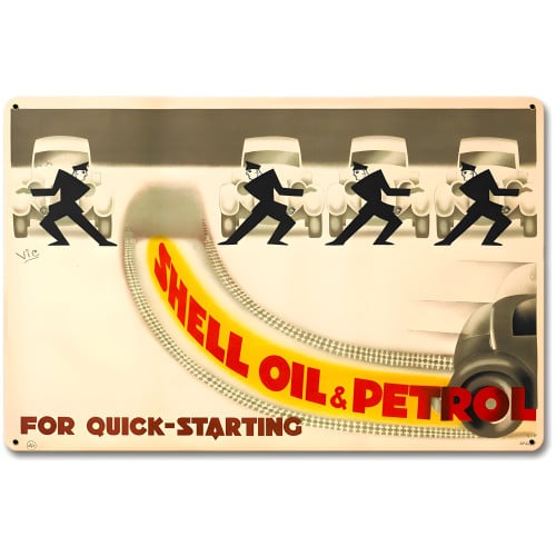 Shell Oil for Quick Starting Metal Sign - 18" x 12"