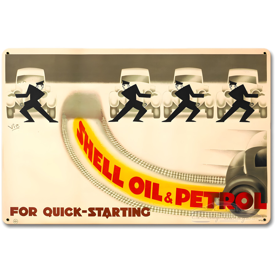 Shell Oil for Quick Starting Metal Sign - 18" x 12"