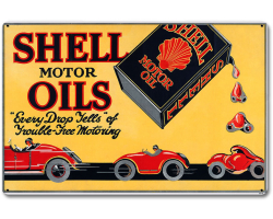 Shell Motor Oils Trouble Free Motoring Metal Sign - 18" x 12"