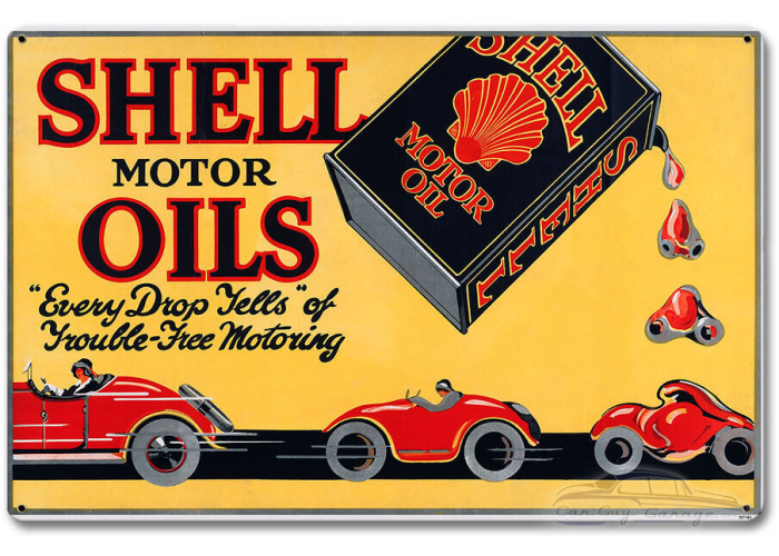 Shell Motor Oils Trouble Free Motoring Metal Sign
