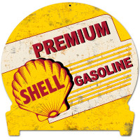 Premium Shell Gasoline Grunge Metal Sign - 12" x 15" Custom Shape