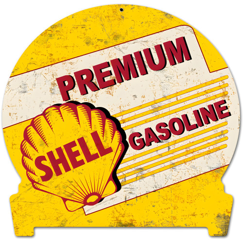 Premium Shell Gasoline Grunge Metal Sign - 12" x 15" Custom Shape