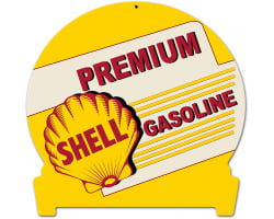 Premium Shell Gasoline Metal Sign - 12" x 15" Custom Shape