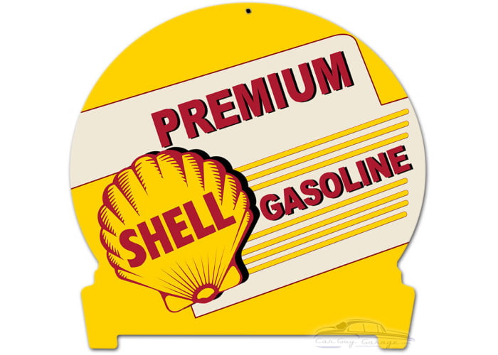 Premium Shell Gasoline Metal Sign - 12" x 15" Custom Shape