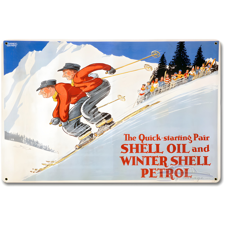 The Quick Starting Pair Shell Oil Metal Sign - 18" x 12"
