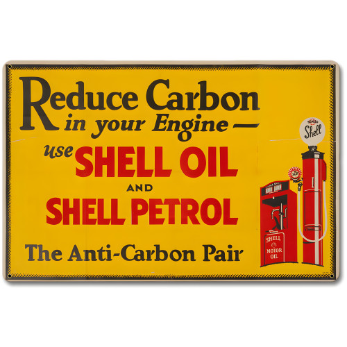 Reduce Carbon Shell Oil Petrol Metal Sign - 18" x 12"