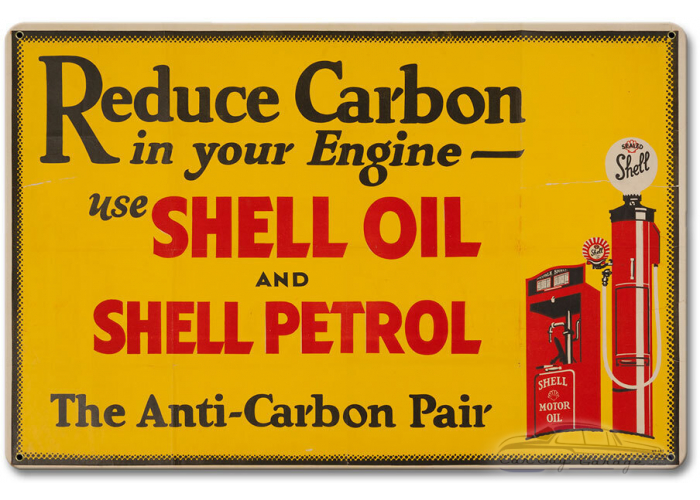 Reduce Carbon Shell Oil Petrol Metal Sign - 18" x 12"
