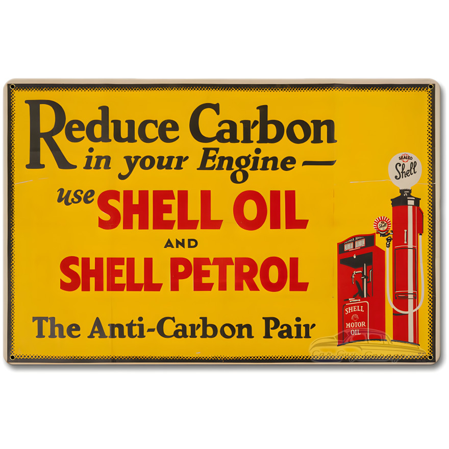 Reduce Carbon Shell Oil Petrol Metal Sign - 18" x 12"
