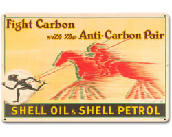 Shell Oil Petrol Fight Carbon Metal Sign