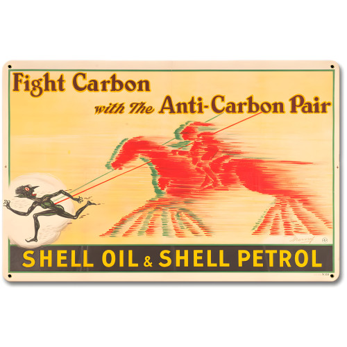 Shell Oil Petrol Fight Carbon Metal Sign - 18" x 12"