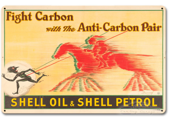 Shell Oil Petrol Fight Carbon Metal Sign - 18" x 12"