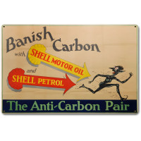 Banish Carbon Shell Motor Oil Metal Sign - 18" x 12"