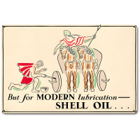 But Modern Lubrication Shell Oil Metal Sign - 18" x 12"