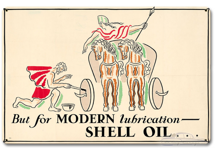 But Modern Lubrication Shell Oil Metal Sign