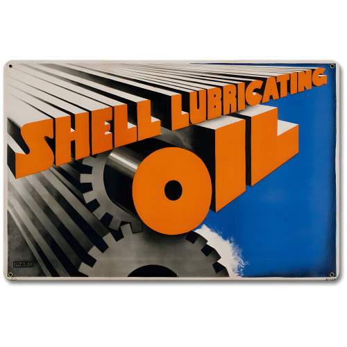 Gears Shell Lubricating Oil Metal Sign - 12" x 18"