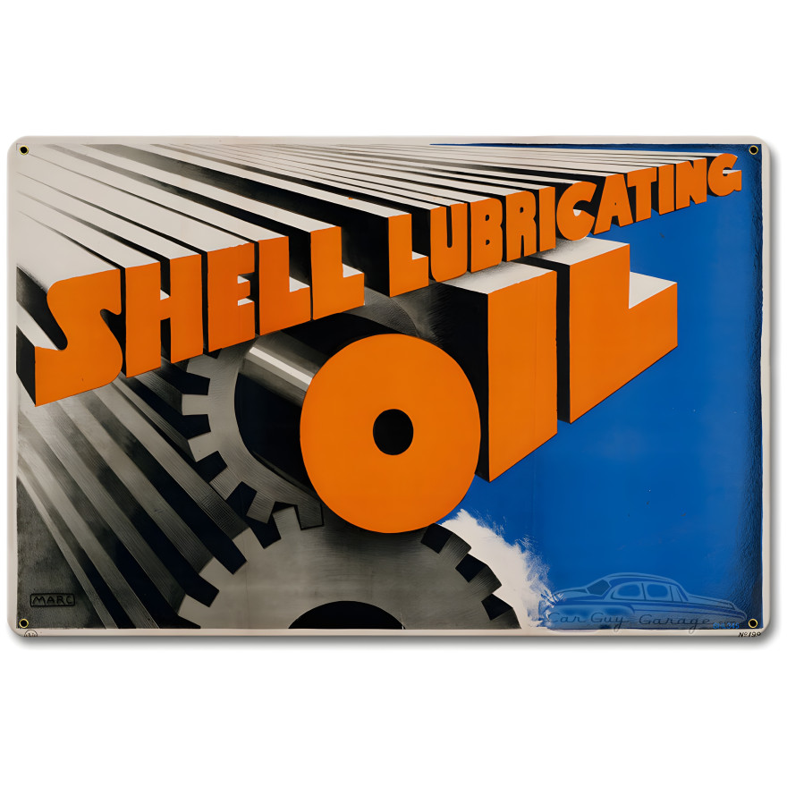 Gears Shell Lubricating Oil Metal Sign - 12" x 18"