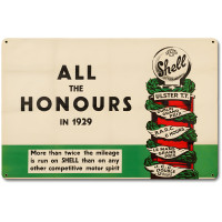 Shell All the Honours 1929 Metal Sign - 18" x 12"