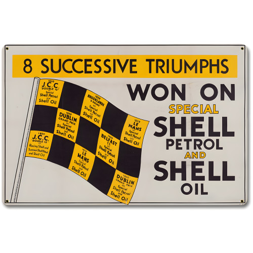 Won on Shell Petrol Oil Metal Sign - 18" x 12"