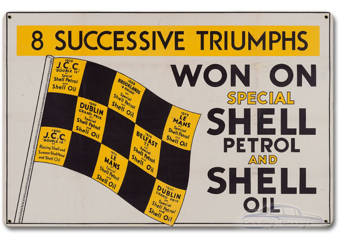 Won on Shell Petrol Oil Metal Sign - 18" x 12"