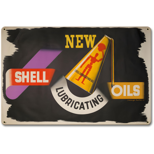 New Shell Lubricating Oil Metal Sign - 18" x 12"