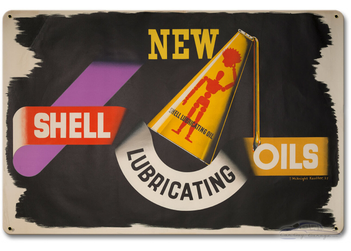 New Shell Lubricating Oil Metal Sign - 18" x 12"