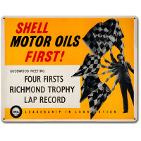 Shell Motor Oils First Four Lap Record Metal Sign - 12" x 15"