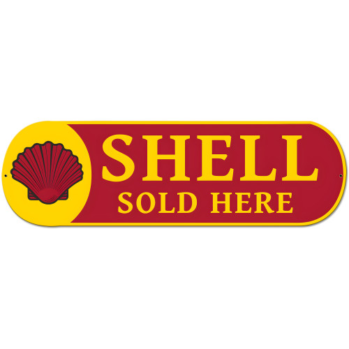 Shell Sold Here Metal Sign - 27" x 8"
