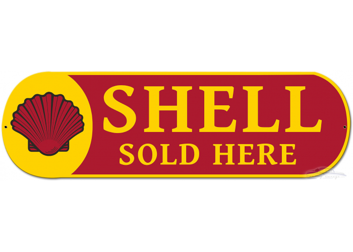 Shell Sold Here Metal Sign - 27" x 8"
