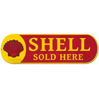 Shell Sold Here Grunge Metal Sign - 27" x 8"