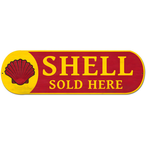 Shell Sold Here Grunge Metal Sign - 27" x 8"