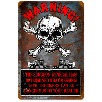 Warning Truckers Metal Sign - 12" x 18"