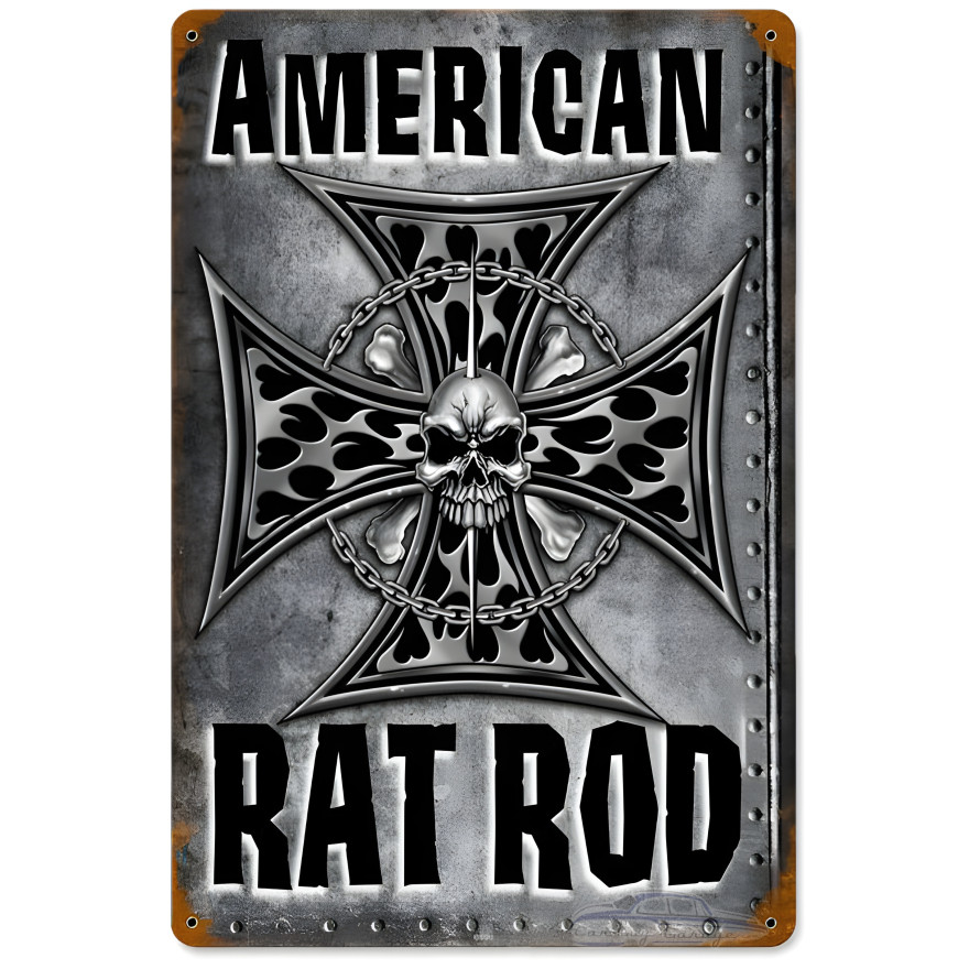 American Rat Rod Metal Sign - 12" x 18"