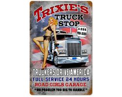 Trixie's Truck Stop Metal Sign - 12" x 18"