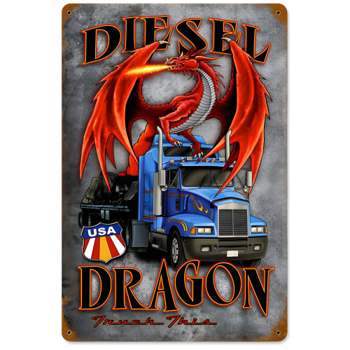 Diesel Dragon Metal Sign - 18" x 12"