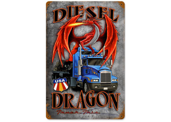 Diesel Dragon Metal Sign - 18" x 12"
