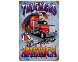 Truckers Drive Metal Sign - 18" x 12"